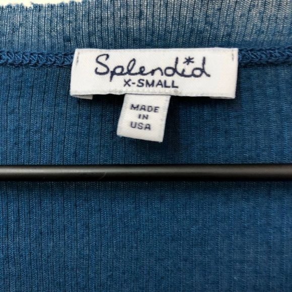 Splendid Ribbed Henley Peplum Light Top | Extra Small - Picture 4 of 5